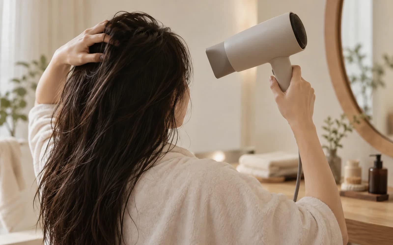 Editorial image for a post-shampoo scalp-drying routine