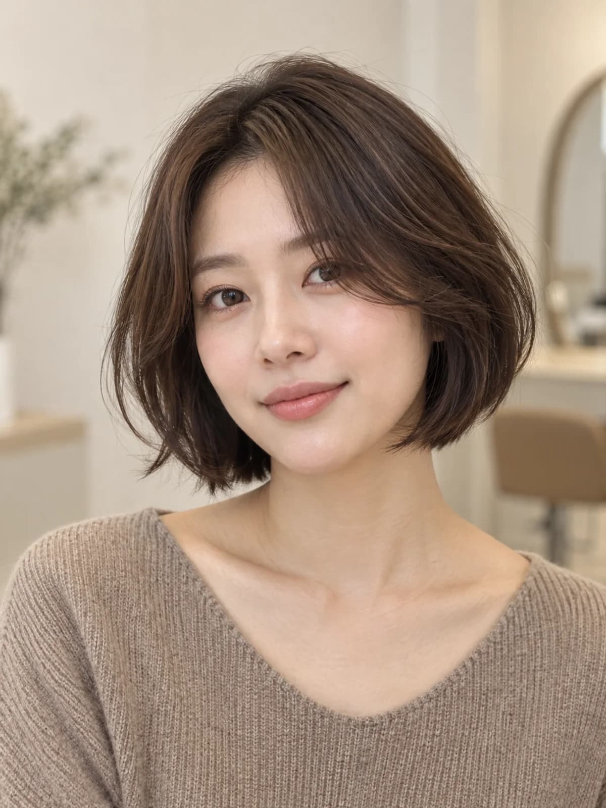 Textured bob cut after style