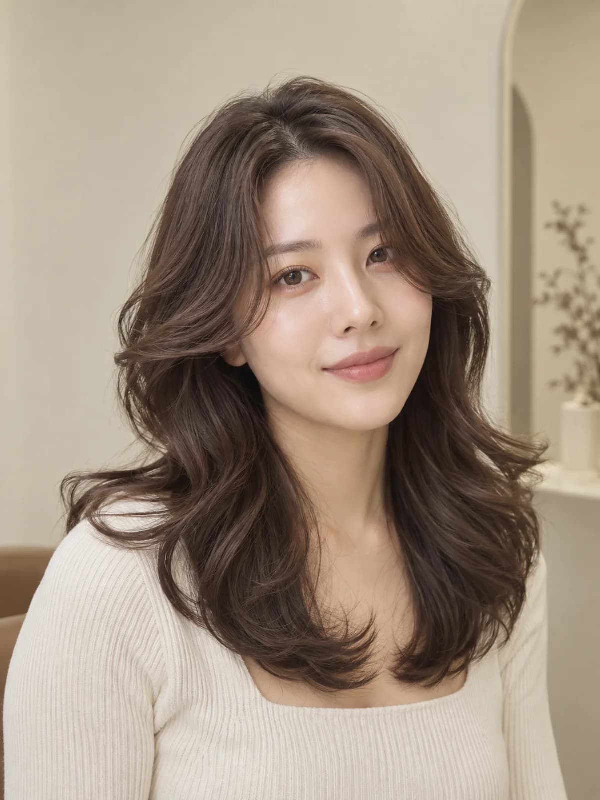 Simulated finished view of a volume wave perm